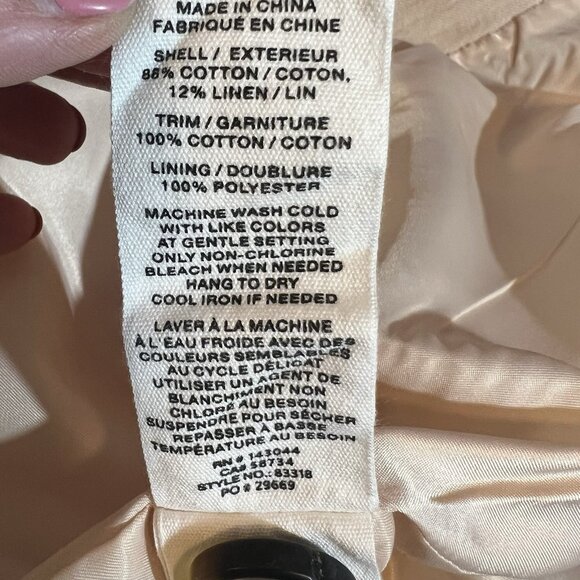Avec Les Filles Anthropologie Rickrack Trench coat Beige Large Cotton Linen Lace - Picture 13 of 16